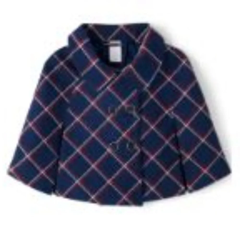 NWT Gymboree Girls Plaid Ponte Cape - Parisian Chic - tidal